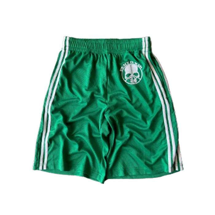 peaceinwar green "skull" shorts