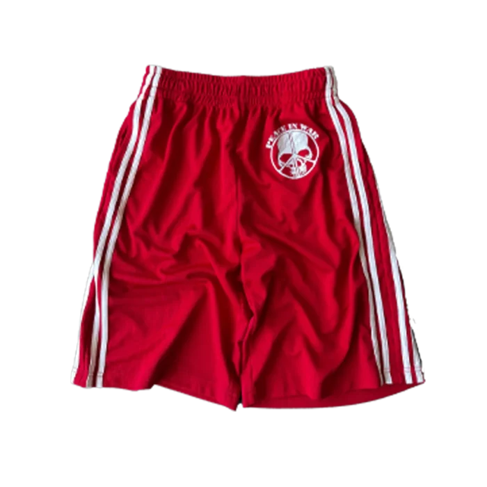 peaceinwar red "skull" shorts